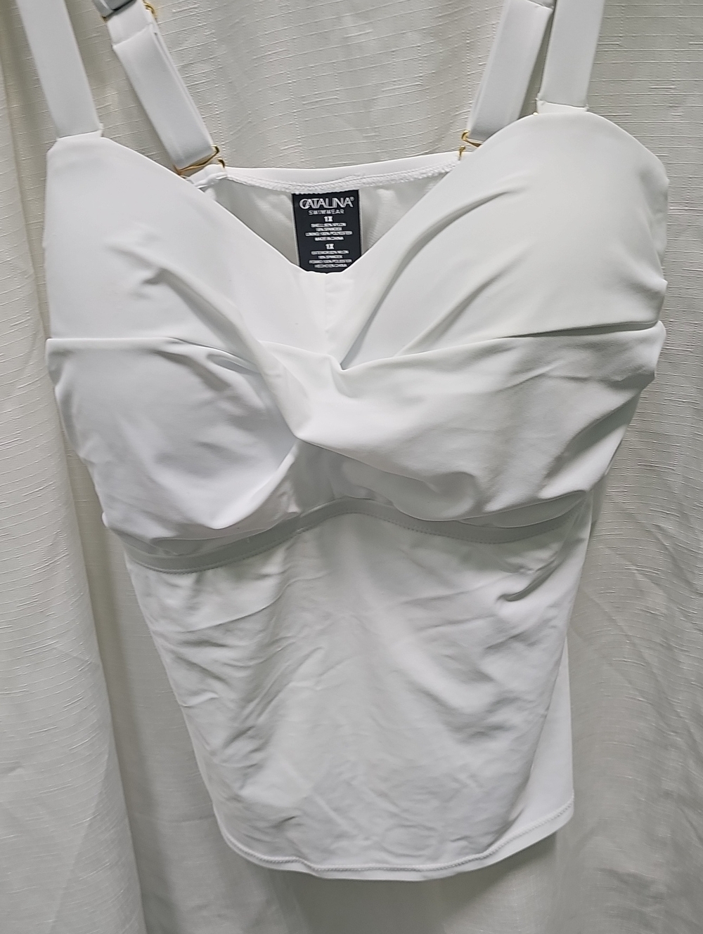NWT Catalina Solid White Twist Tankini Swim Top Women's Size 1X